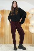 Stretch Velour Tapered Pant Burgundy /8=